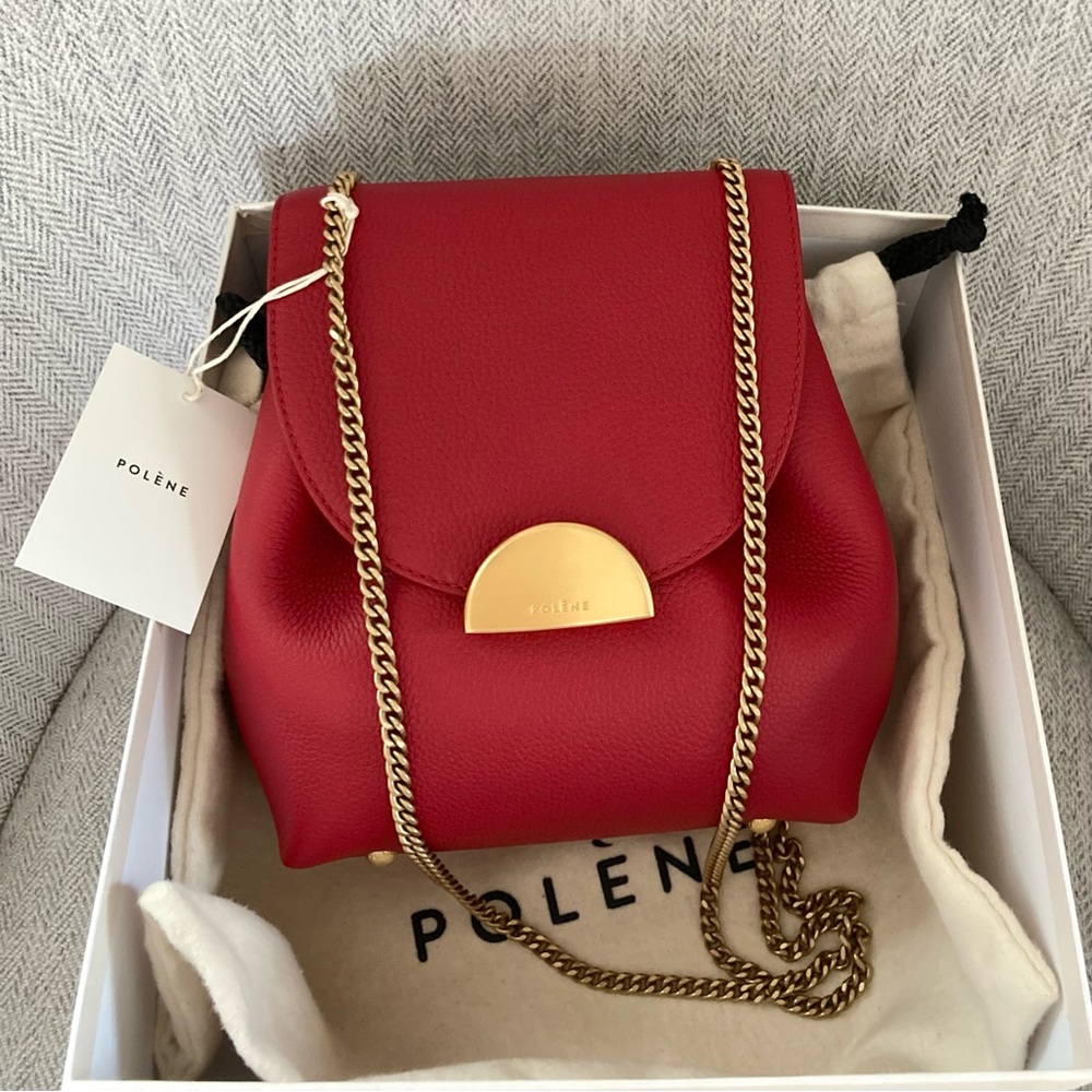 Polene Numéro Un Mini Leather Red Shoulder Crossbody Bag